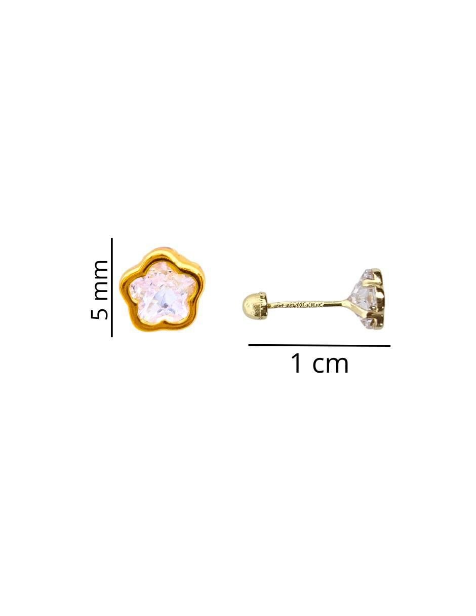 Broqueles de flor de oro 10 K con acabado pavé 5