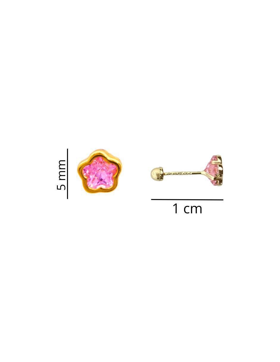 Broqueles de flor de oro 14 K con acabado pavé 5