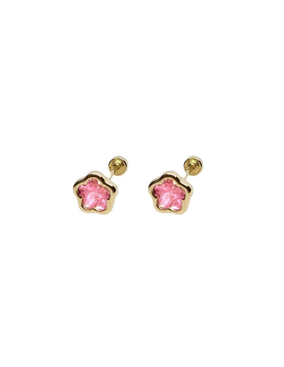 Broqueles de flor de oro 14 K con acabado pavé 3