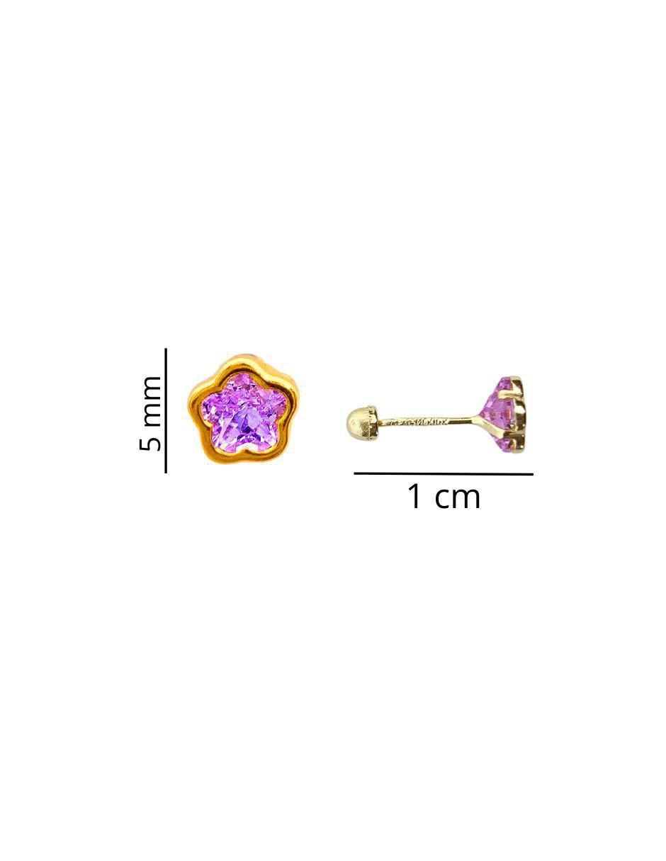 Broqueles de flor de oro 14 K con acabado pavé 5