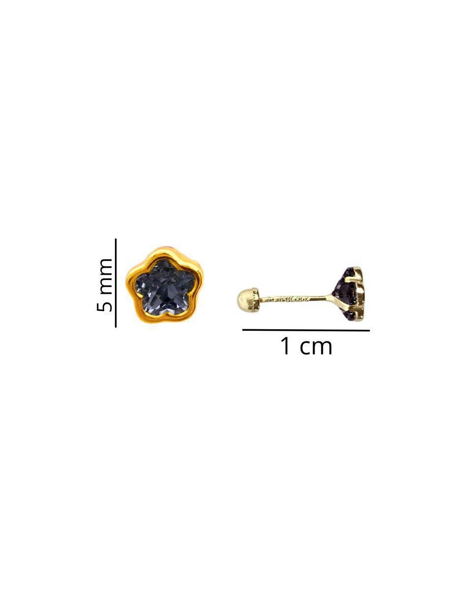 Broqueles de flor de oro 14 K con acabado pavé 5