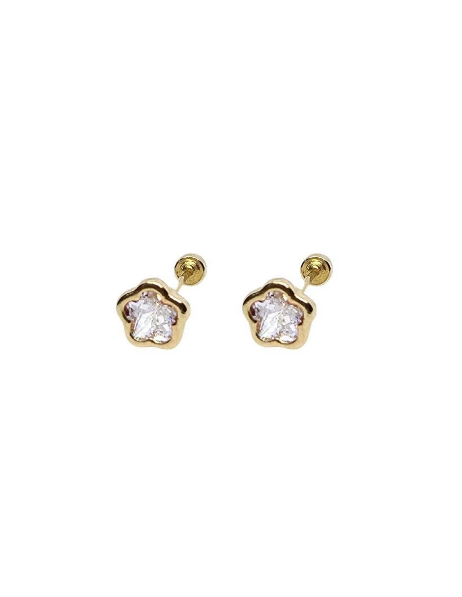 Broqueles de flor de oro 14 K con acabado pavé 3