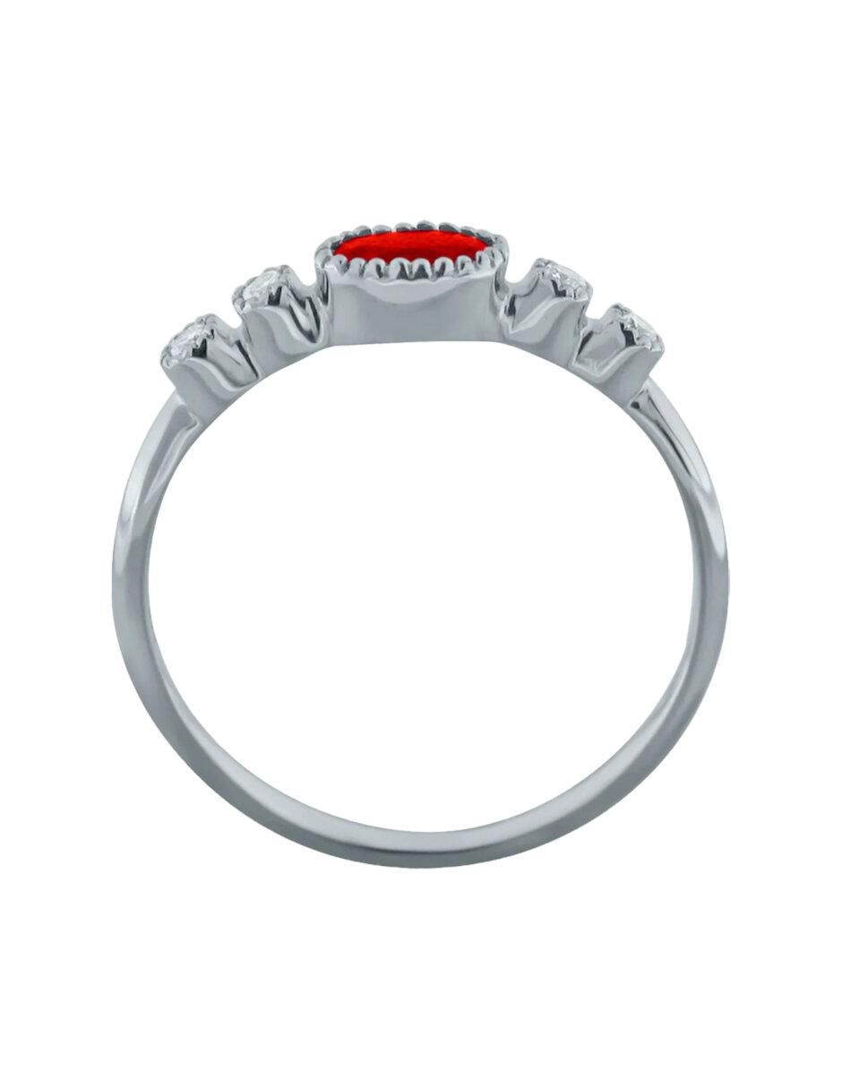 Anillo redondo Addel 14 k de oro rubí y diamante brillante 5