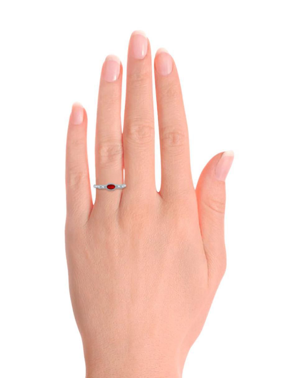 Anillo redondo Addel 14 k de oro rubí y diamante brillante 3