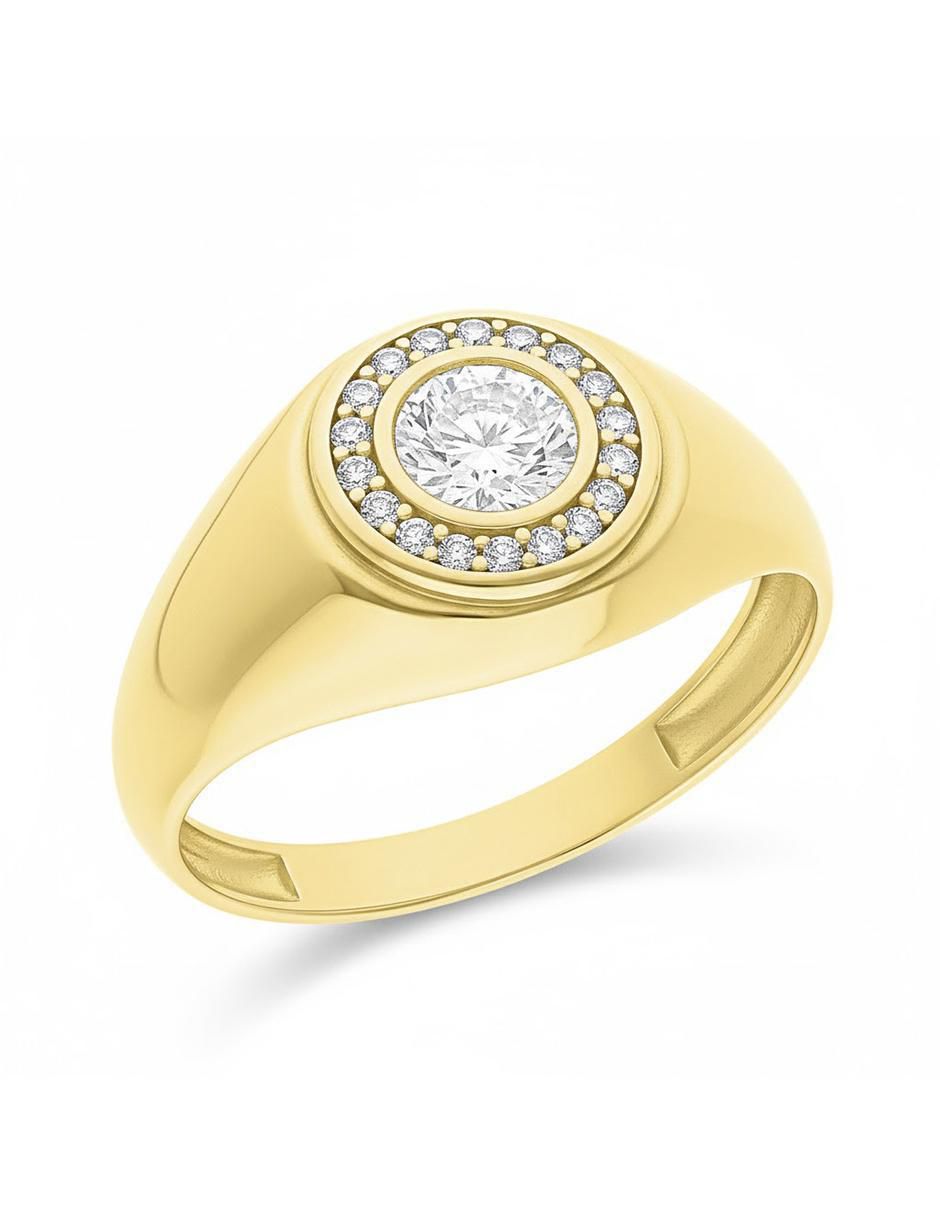 Anillo de rombo 10 k de oro zirconia brillante