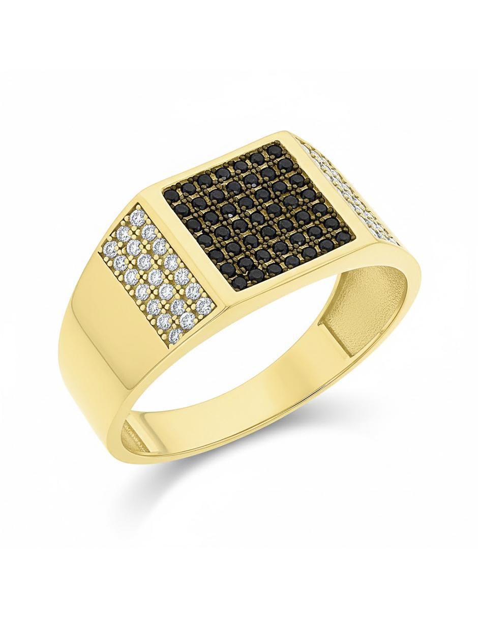 Anillo cuadrada 10 k de oro ónix brillante Anillo cuadrada 10 k de oro ónix brillante