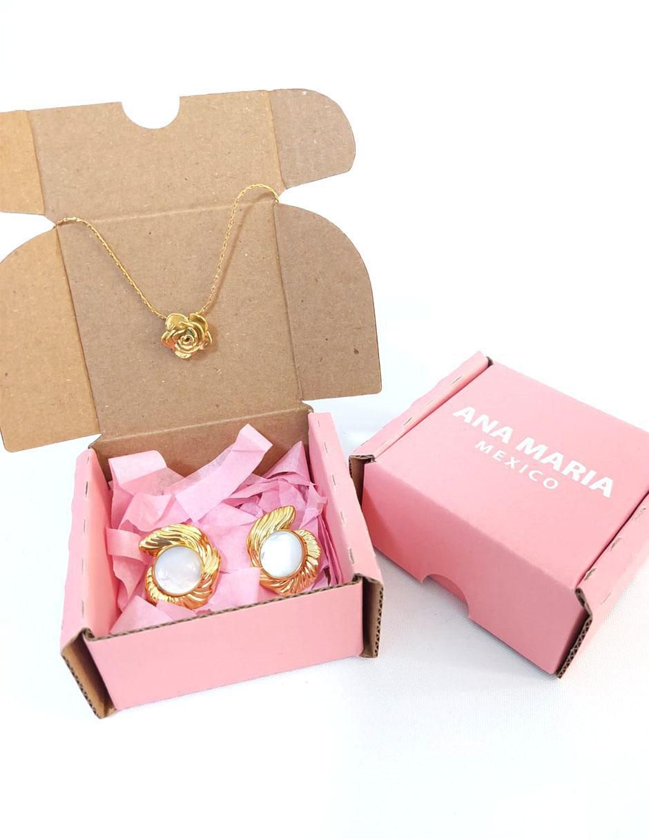 Aretes y collar de flor Joyería del Alma cuarzo