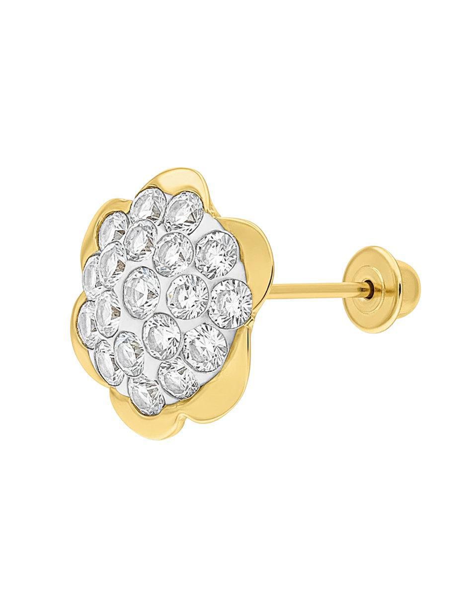 Broqueles de flor de oro 10 K con acabado brillante 2