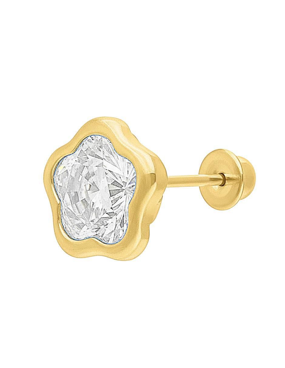 Broqueles de flor de oro 10 K con acabado brillante 3