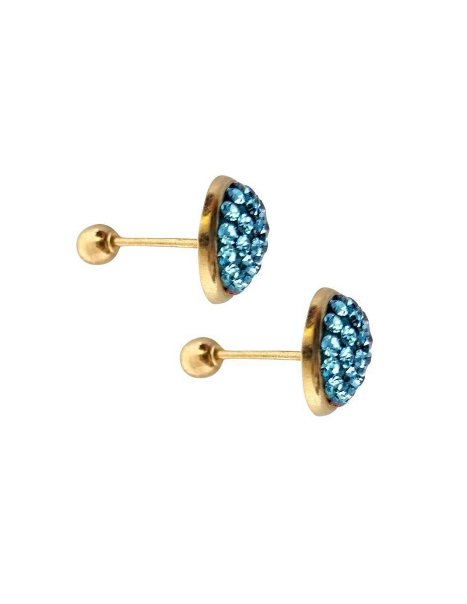 Broqueles circulares de oro 14 K con acabado pavé 2