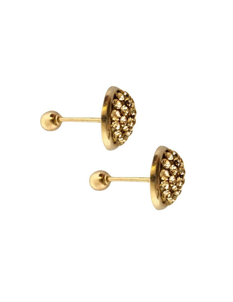 Broqueles circulares de oro 14 K con acabado pavé 2