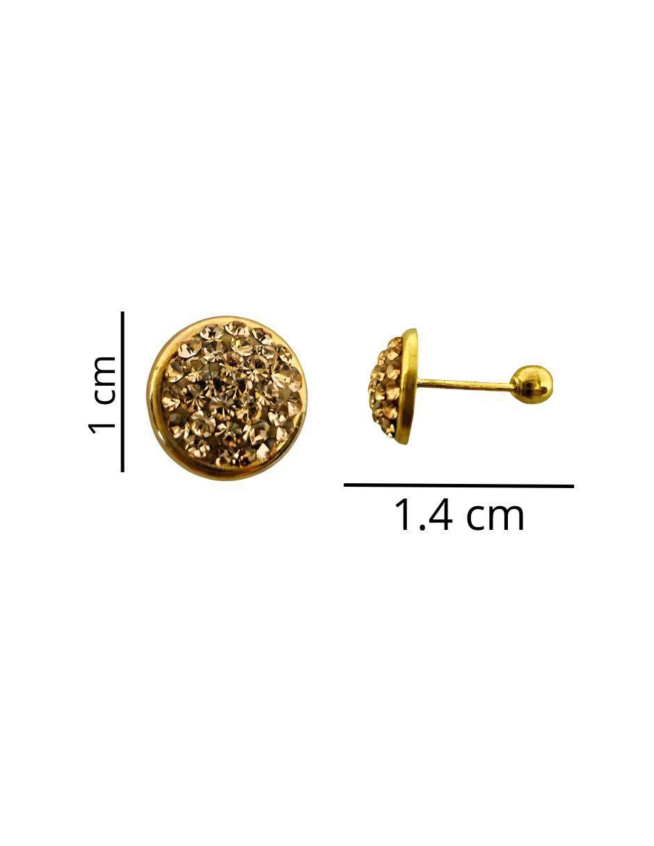 Broqueles circulares de oro 14 K con acabado pavé 4