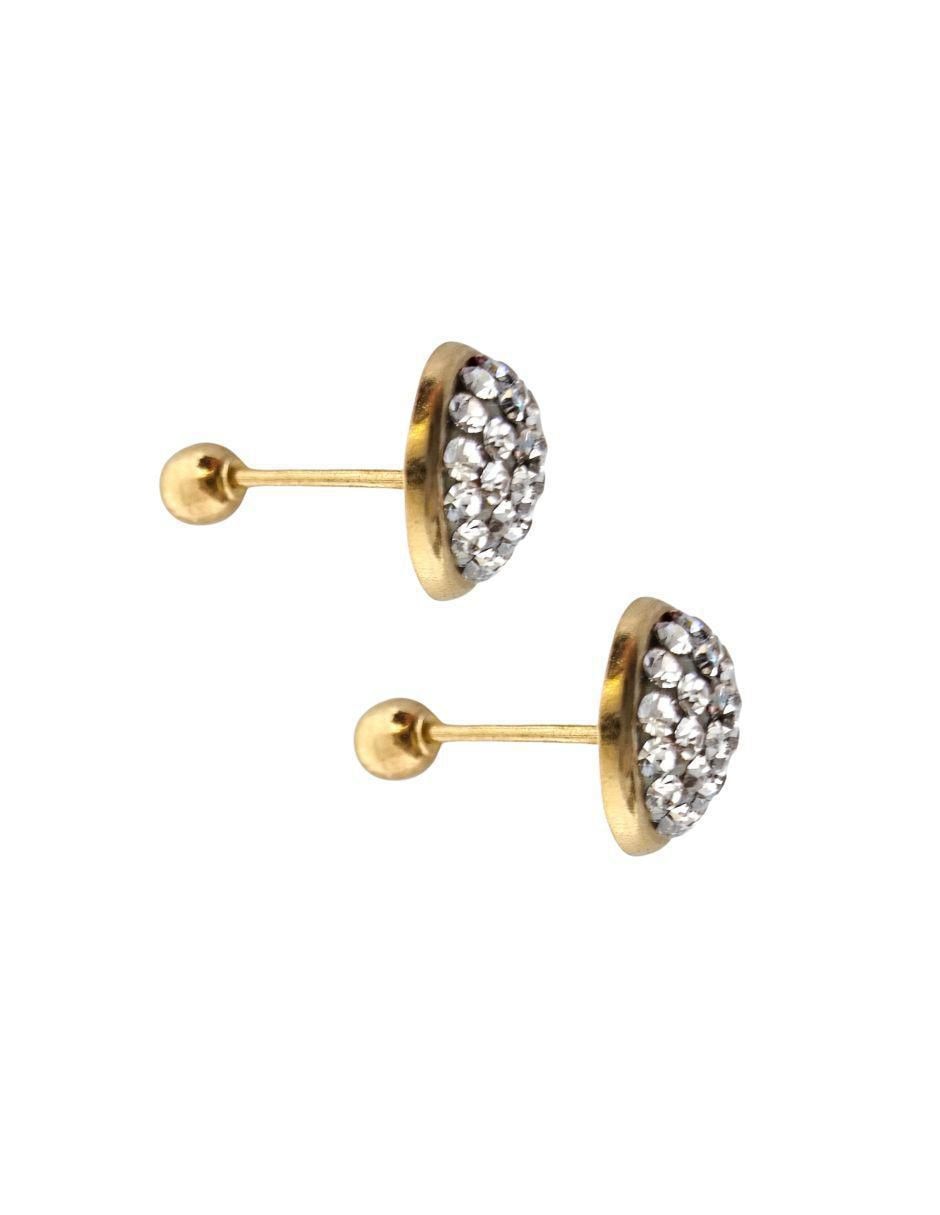Broqueles circulares de oro 14 K con acabado pavé 2