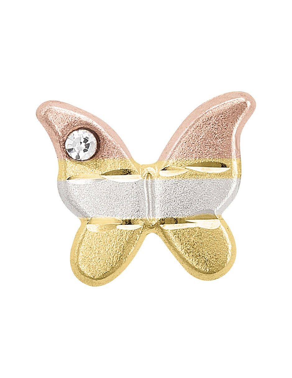 Broqueles de mariposa de oro 10 K con acabado pulido zirconia