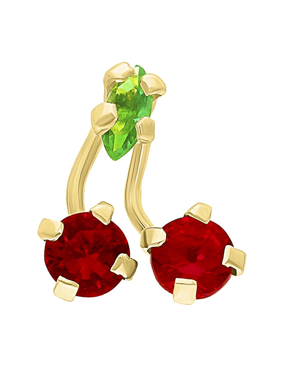 Broqueles de cereza de oro 10 K con acabado pulido 3