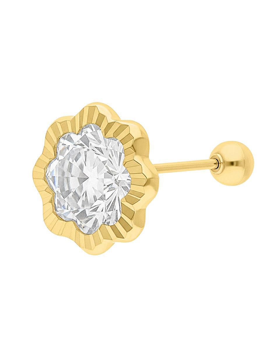 Broqueles de flor de oro 10 K con acabado brillante 2