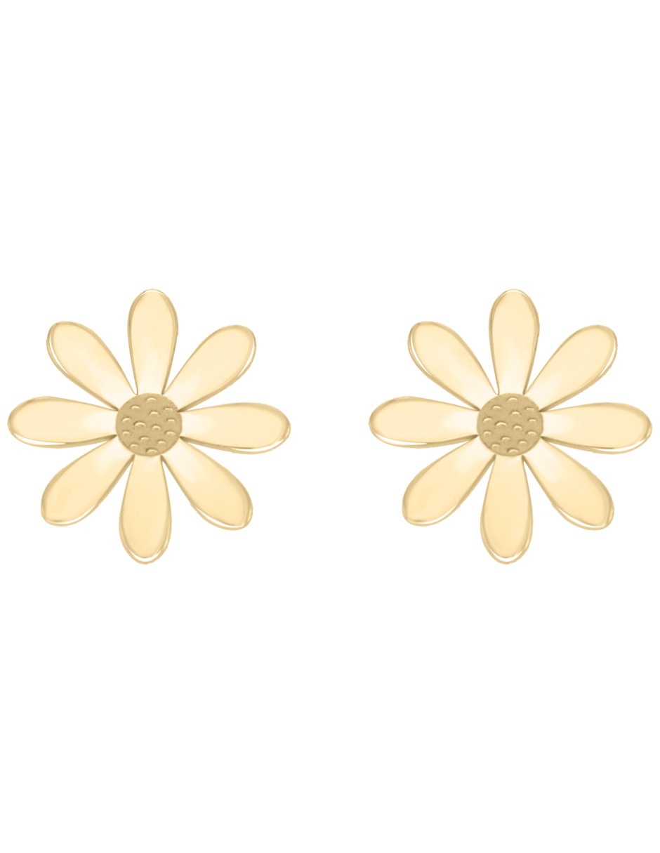 Aretes de flor Fianelli de oro 14 k con acabado brillante