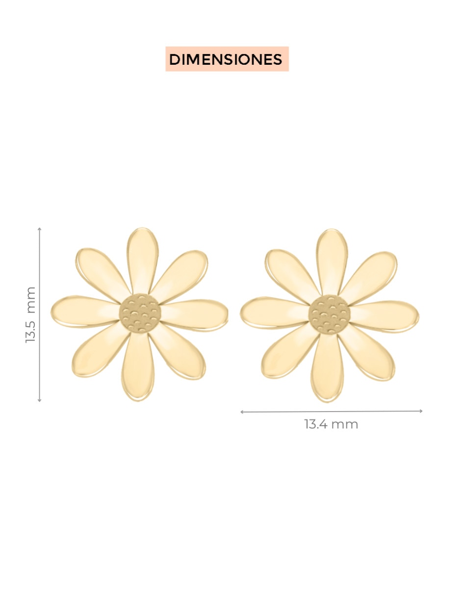 Aretes de flor Fianelli de oro 14 k con acabado brillante