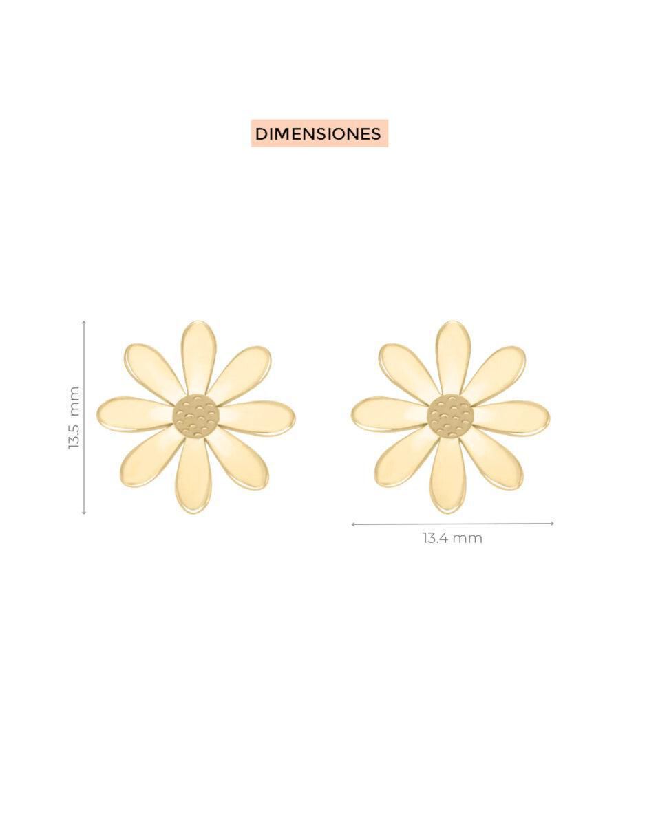 Aretes de flor de oro 14 K con acabado brillante 2