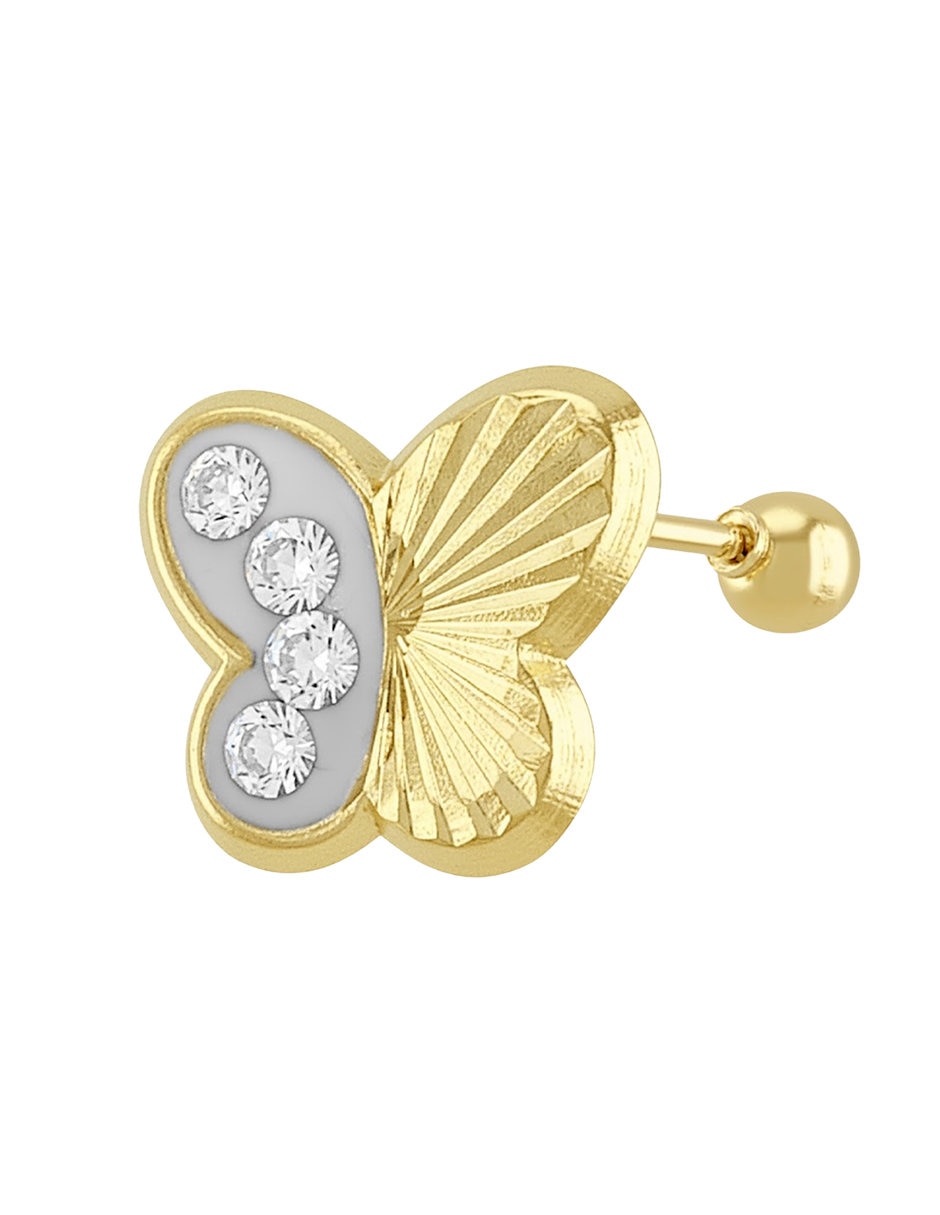 Broqueles de mariposa de oro 10 K con acabado pulido zirconia Broqueles de mariposa de oro 10 K con acabado pulido zirconia