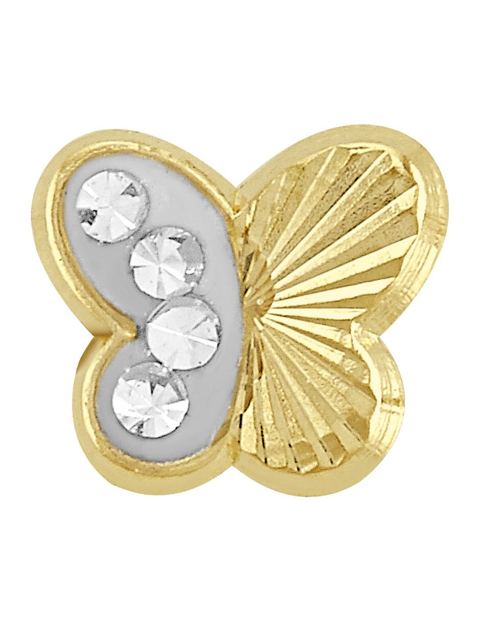 Broqueles de mariposa de oro 10 K con acabado pulido zirconia