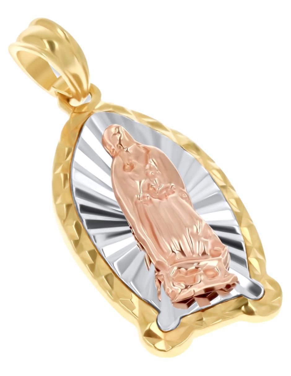Medalla virgen de guadalupe de oro florentino 14 K