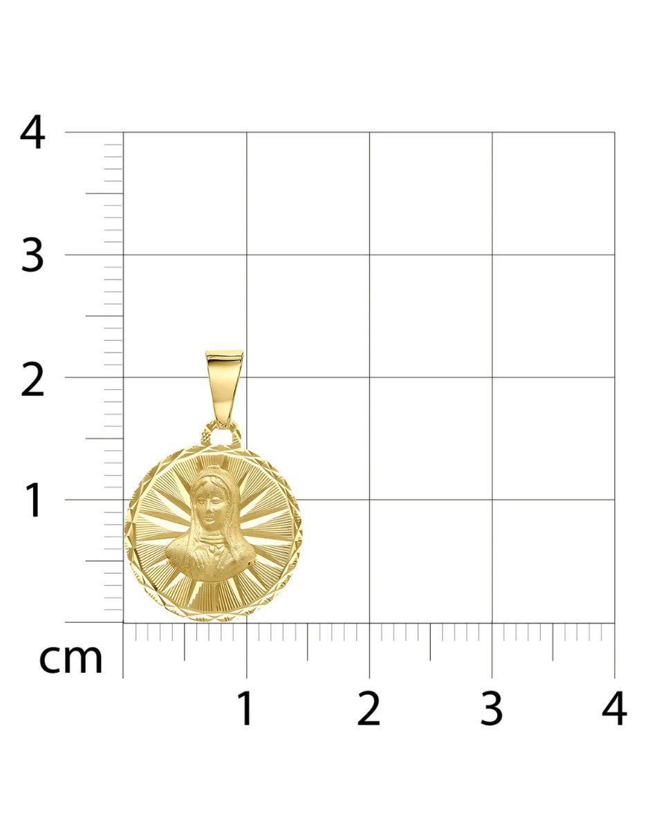 Medalla redonda virgen de guadalupe de oro amarillo 14 K