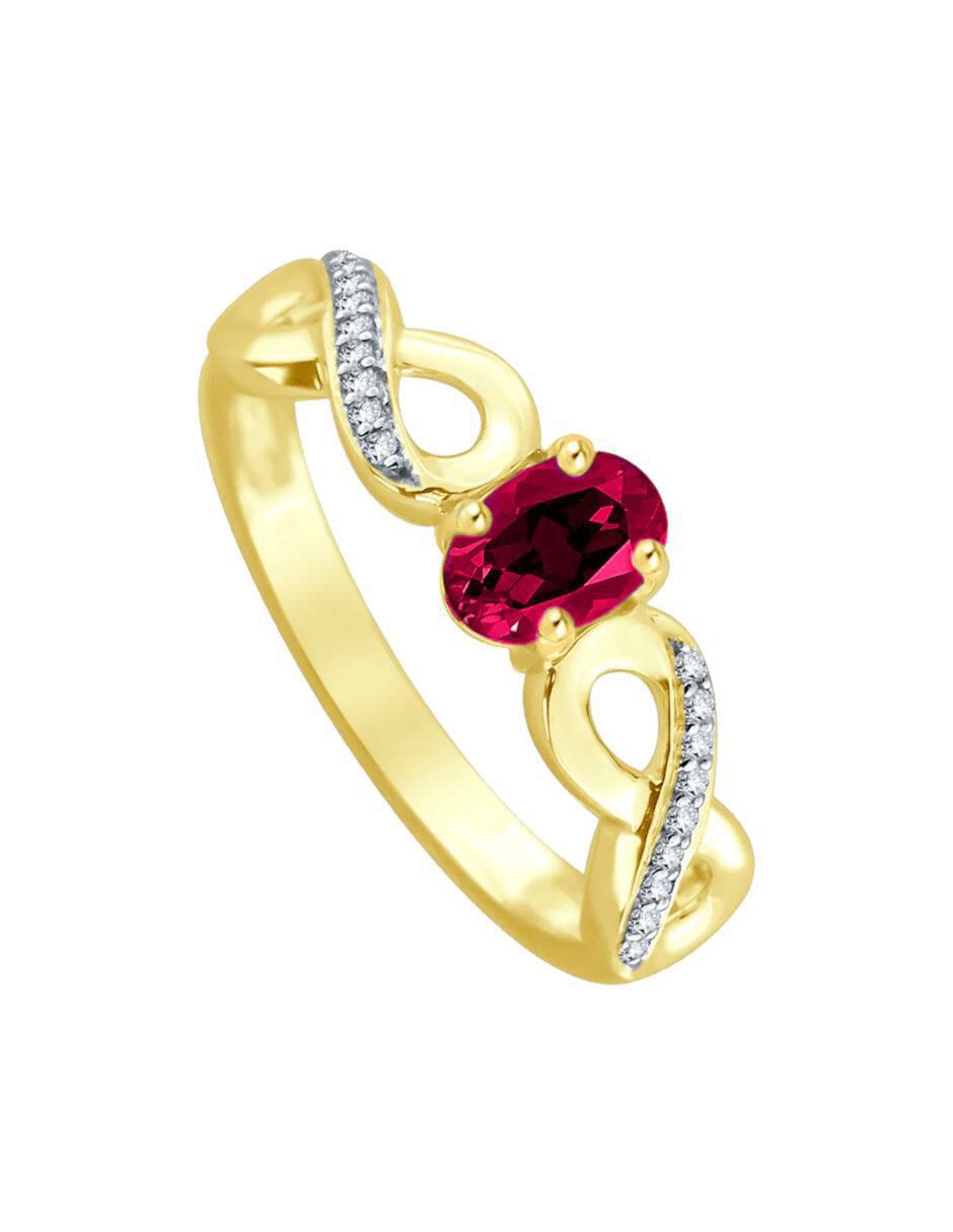 Anillo de infinito Lisa 14 k de oro rubí y diamante brillante
