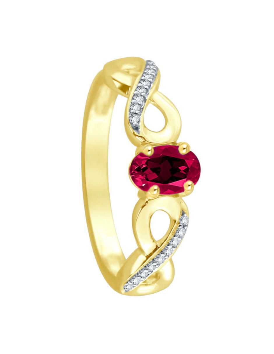 Anillo de infinito Lisa 14 k de oro rubí y diamante brillante