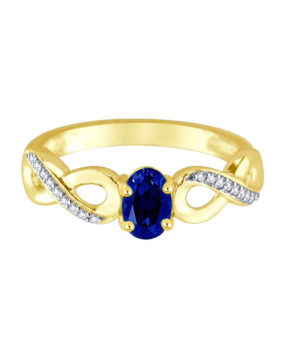 Anillo de infinito Lisa 14 k de oro zafiro y diamante brillante Anillo de infinito Lisa 14 k de oro zafiro y diamante brillante