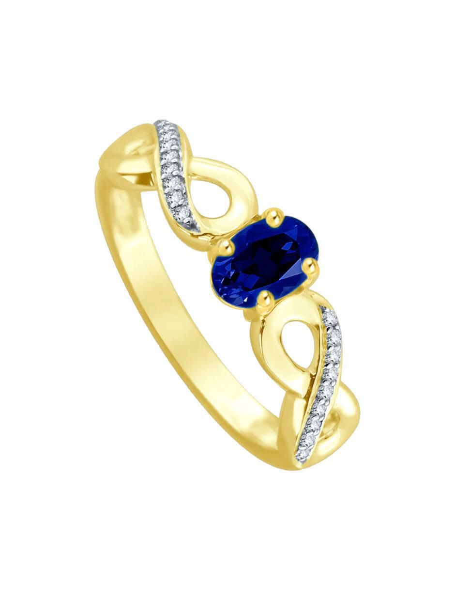 Anillo de infinito Lisa 14 k de oro zafiro y diamante brillante