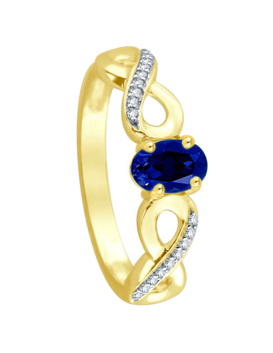 Anillo de infinito Lisa 14 k de oro zafiro y diamante brillante
