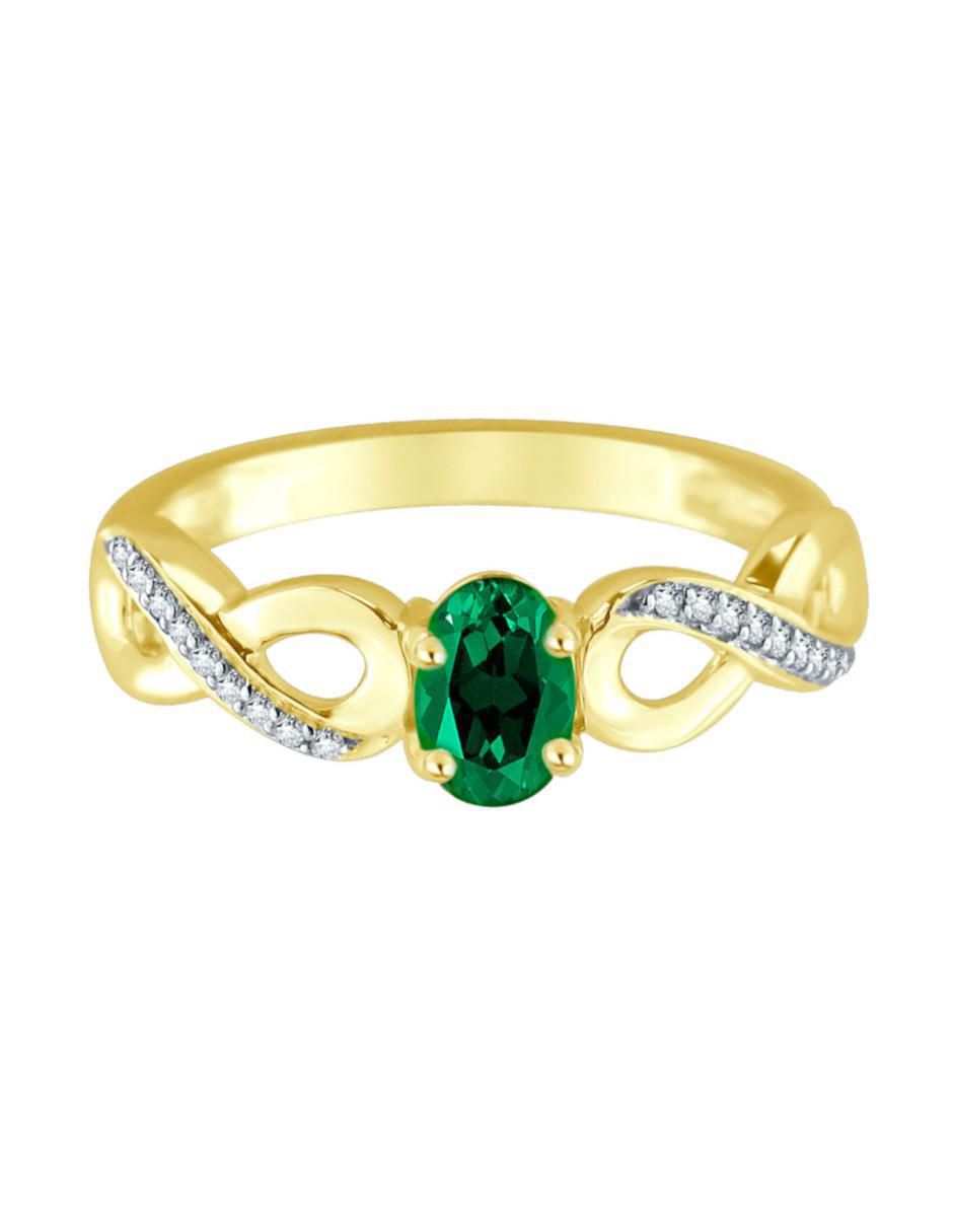 Anillo de infinito Lisa 14 k de oro esmeralda y diamante brillante Anillo de infinito Lisa 14 k de oro esmeralda y diamante brillante