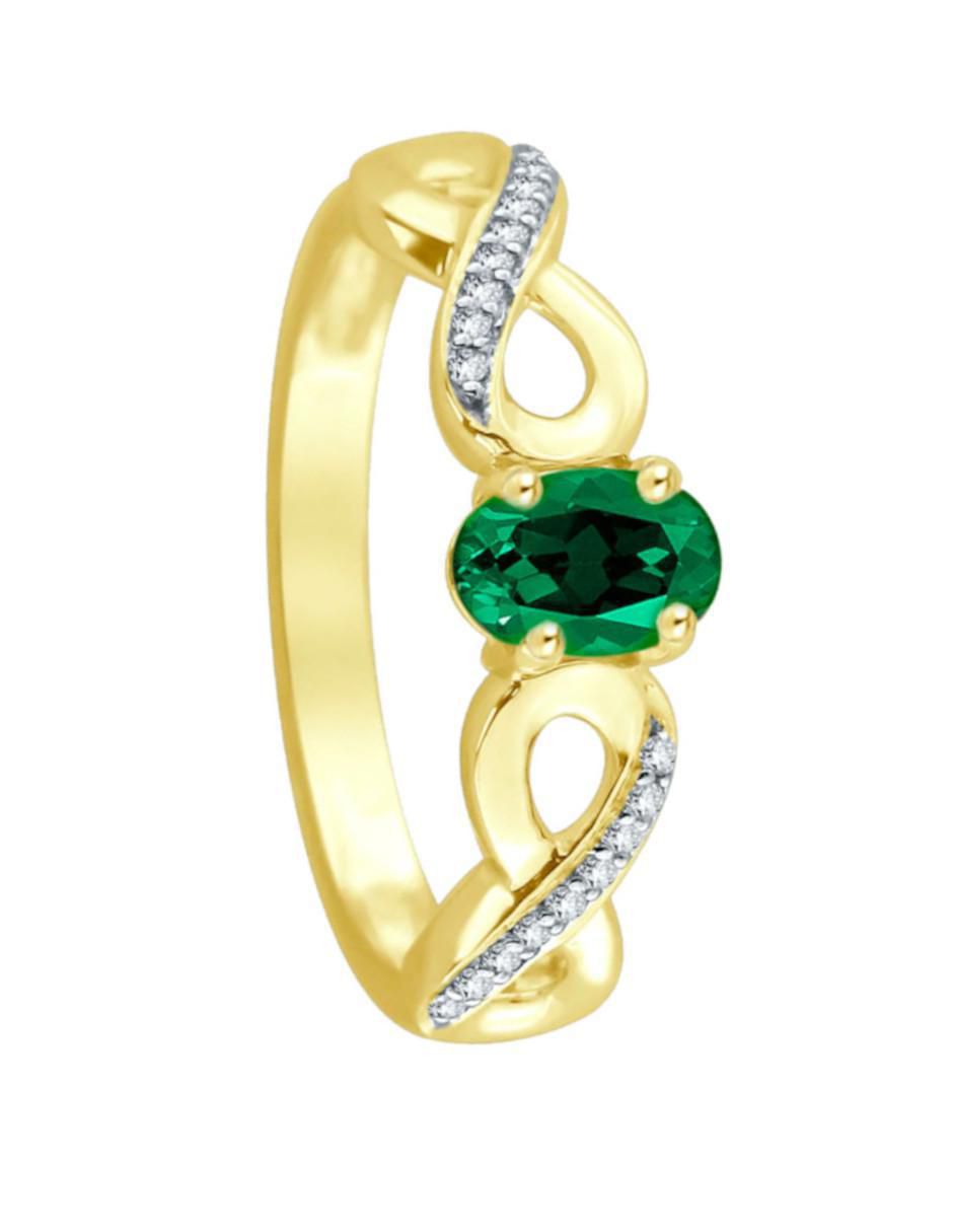 Anillo de infinito Lisa 14 k de oro esmeralda y diamante brillante