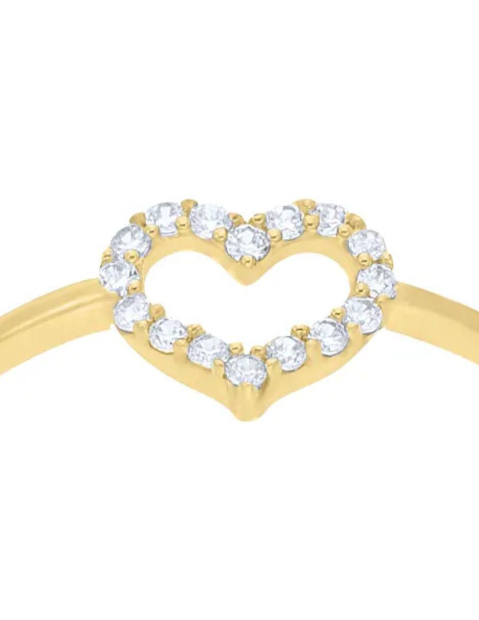 Anillo de corazón 14 k de oro amarillo zirconia brillante