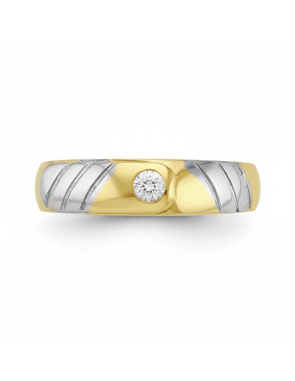 Anillo circular 10 k de oro zirconia pulido