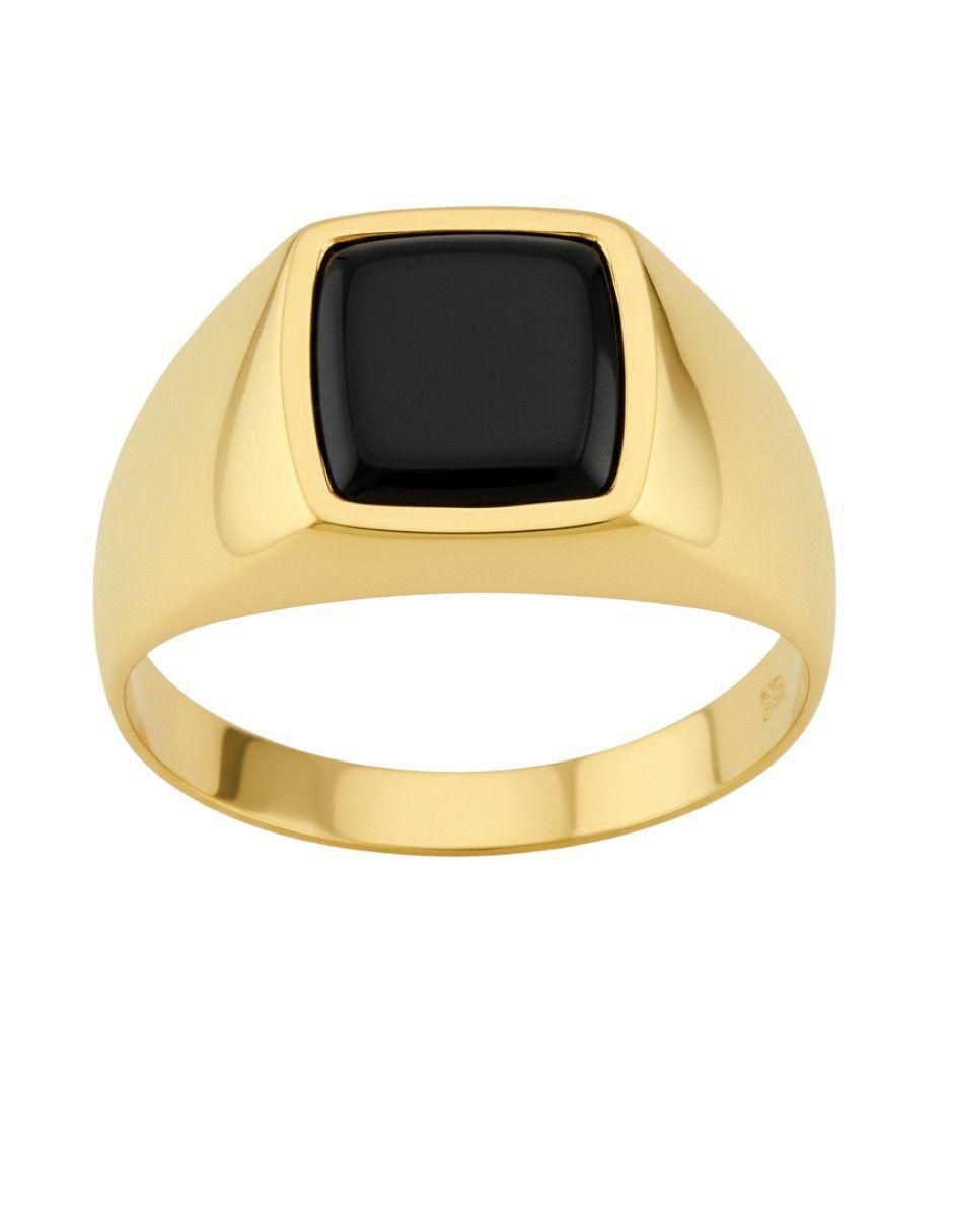 Anillo circular 10 k de oro ónix pulido