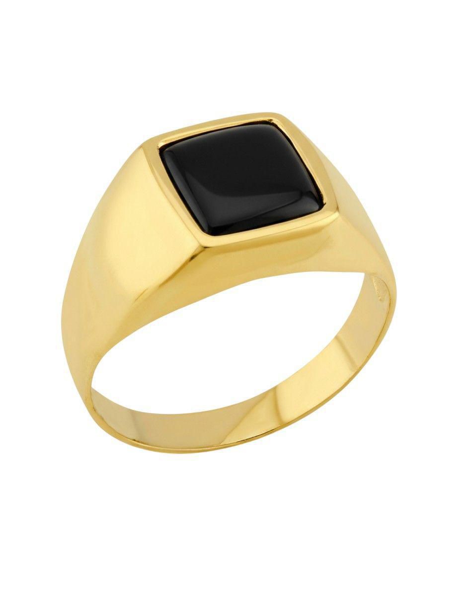 Anillo circular 10 k de oro ónix pulido