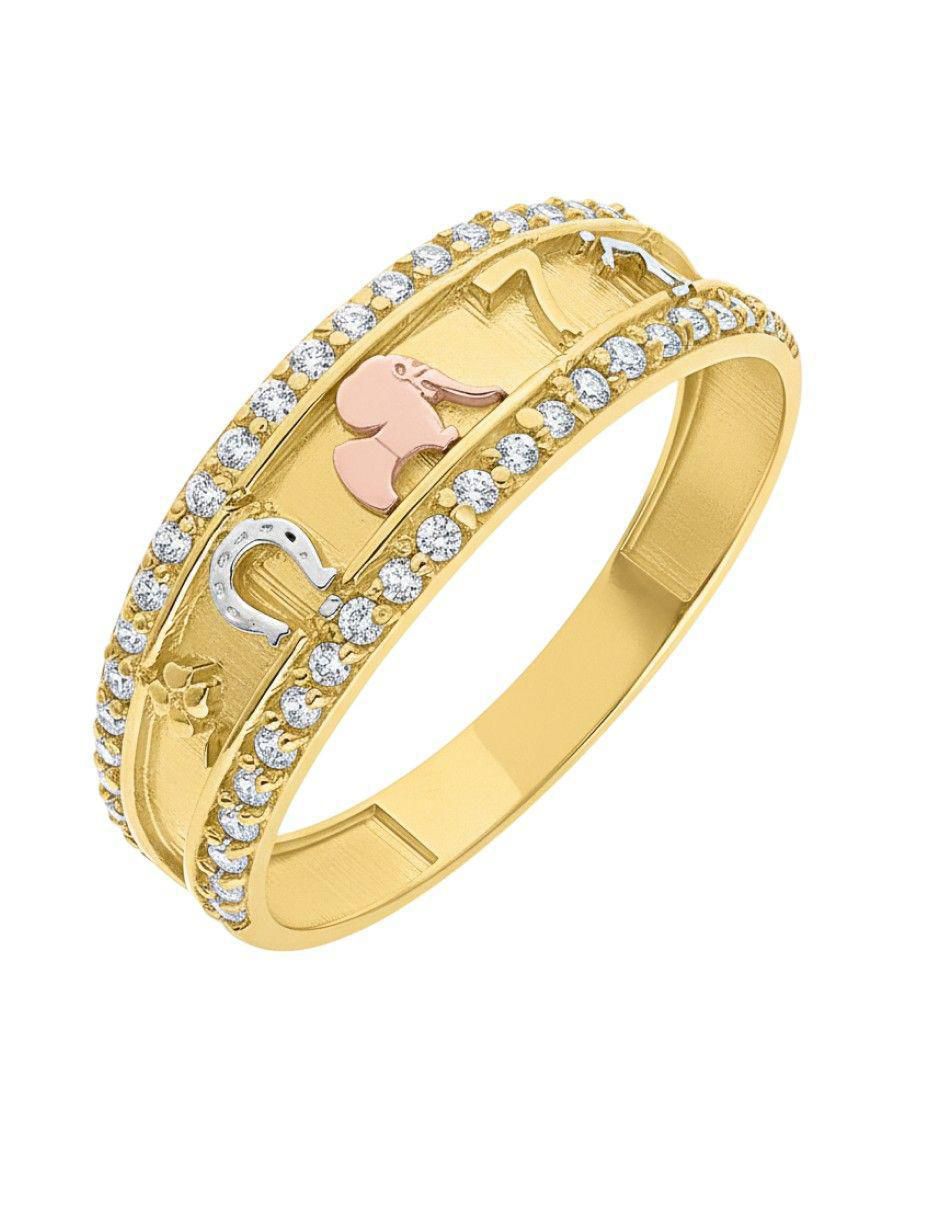 Anillo circular 10 k de oro zirconia pulido