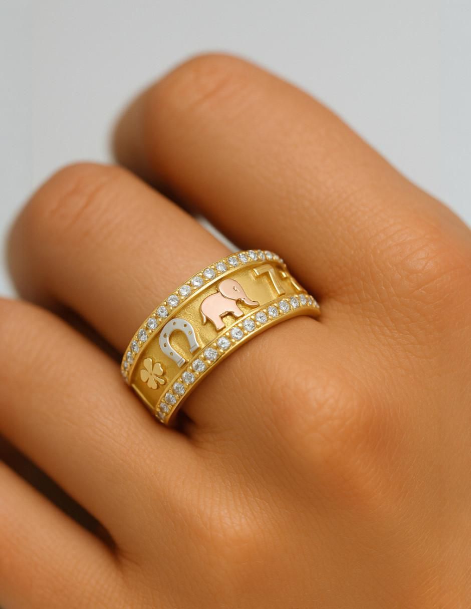 Anillo circular 10 k de oro zirconia pulido