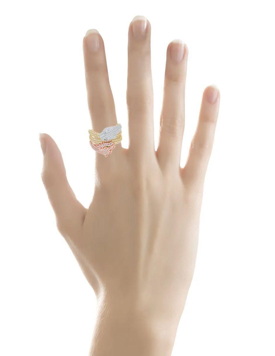 Anillo de jaguar Jaguar 14 k de oro florentino zirconia brillante