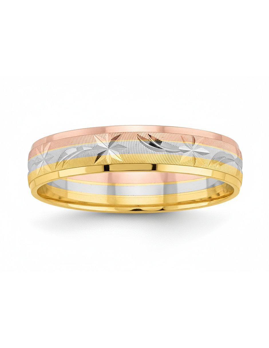 Anillo circular 10 k de oro zirconia pulido 5