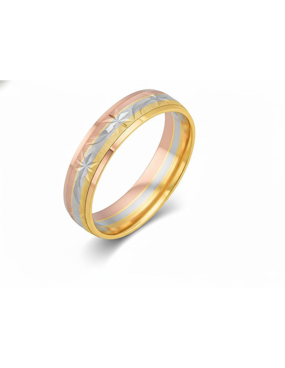 Anillo circular 10 k de oro zirconia pulido