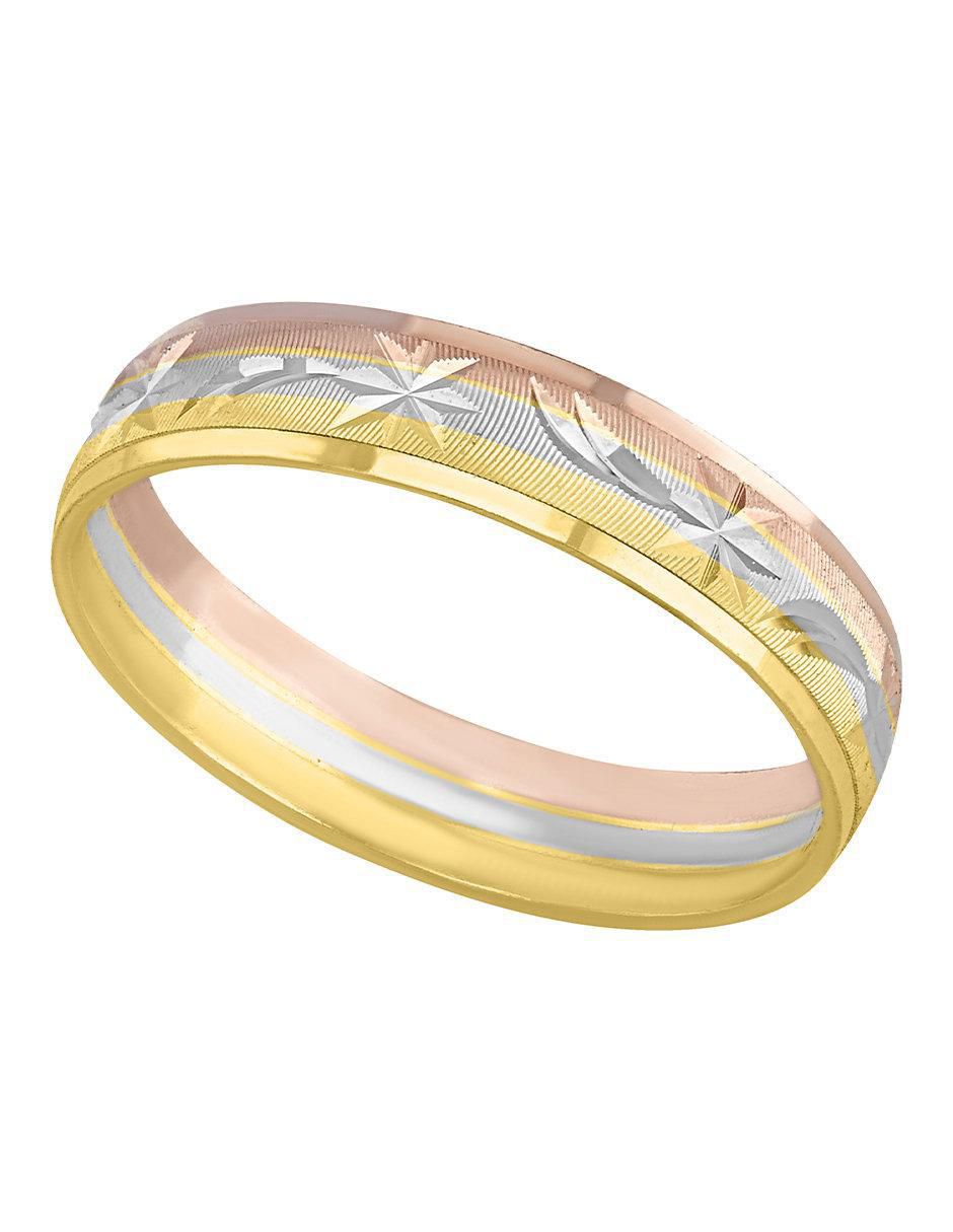 Anillo circular 10 k de oro zirconia pulido