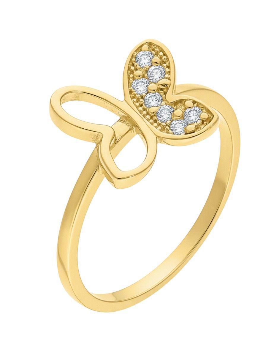 Anillo de mariposa 10 k de oro zirconia pulido 2