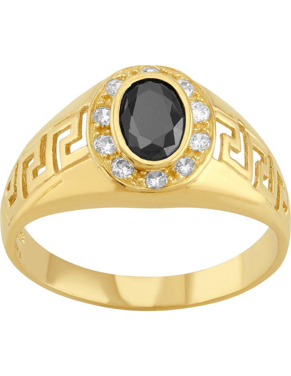 Anillo de oval 10 k de oro zirconia pulido