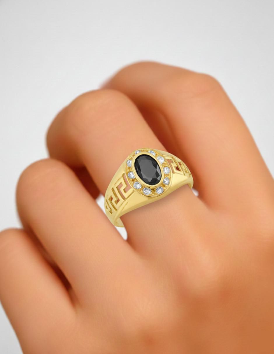 Anillo de oval 10 k de oro zirconia pulido 2