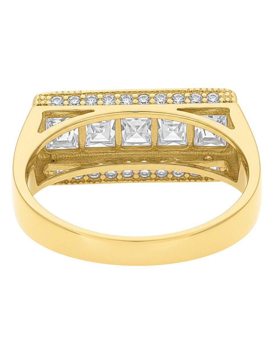 Anillo rectangular 10 k de oro zirconia pulido