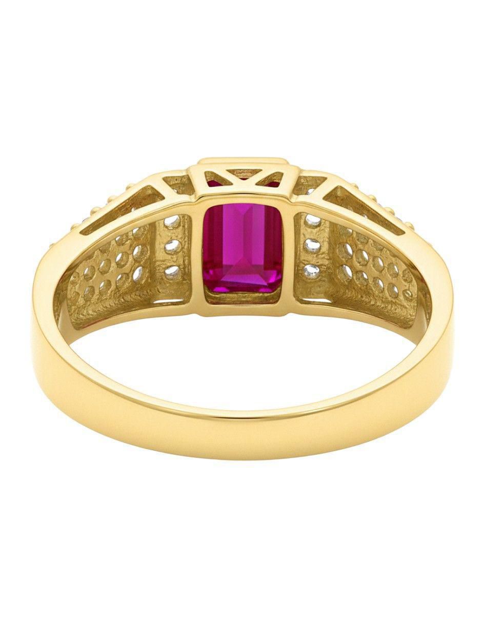 Anillo rectangular 10 k de oro zirconia pulido