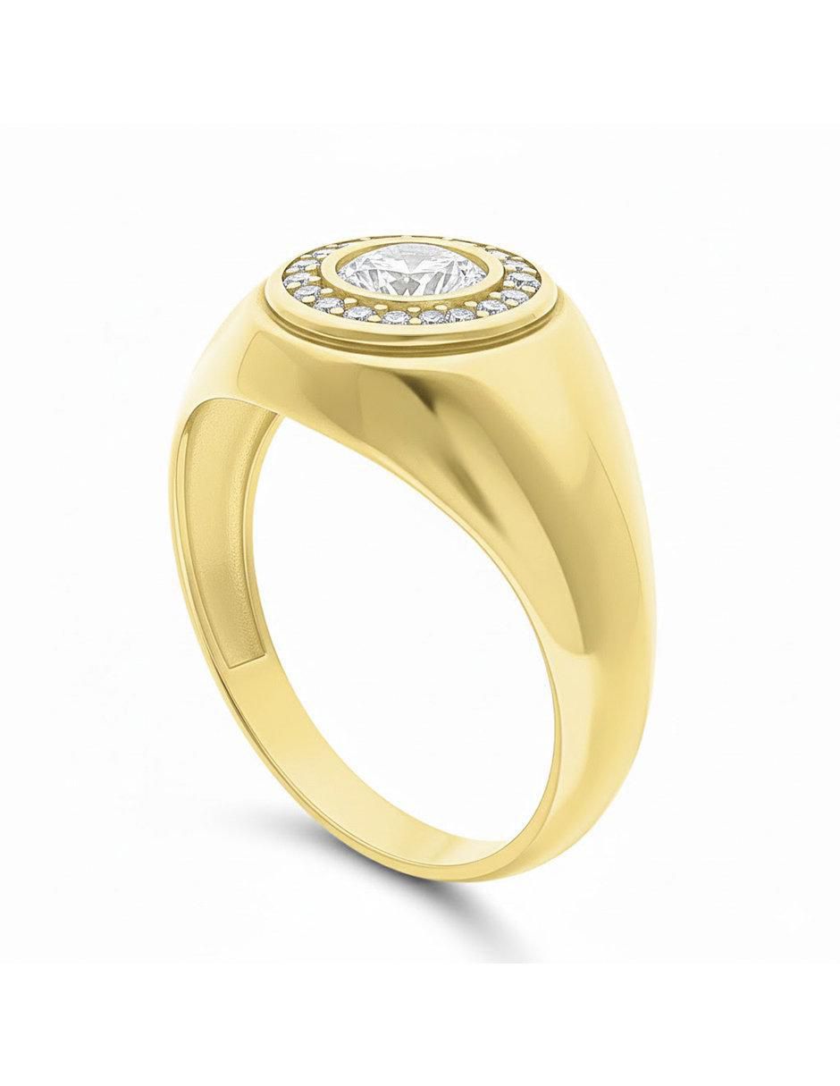 Anillo circular 10 k de oro zirconia pulido